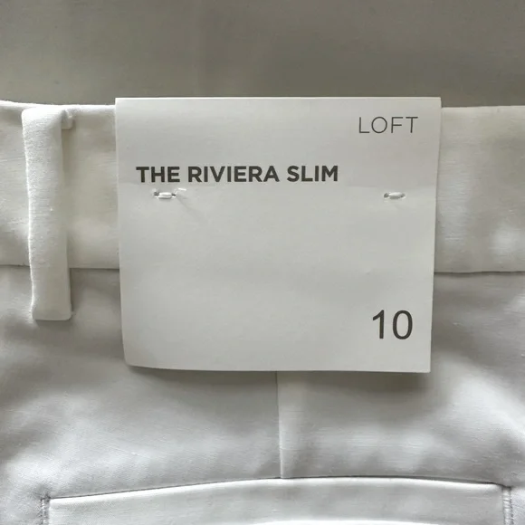 NWT LOFT Riviera Slim White Pants, 10 - Picture 3 of 4